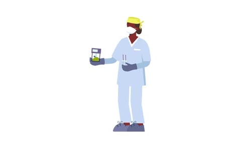 Flat Design Animated Medical Professional with Specimen and Test Tubes