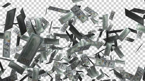 Falling Dollar Bills Alpha Channel Loop