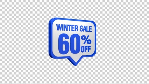 Animated 3D Winter Sale 60 Percent Off Badge