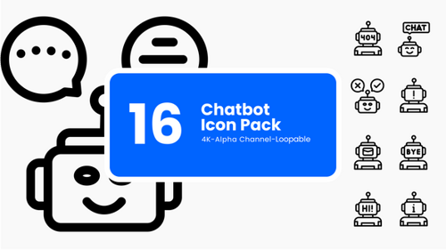 Animated AI Icons – Chatbots & Automated Communication (4K Motion Graphics)
