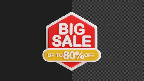 3D Sale Badge with Percentage Off Reveal Animation