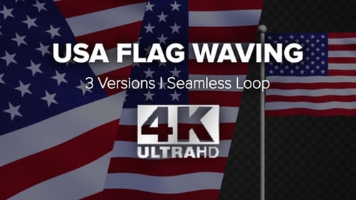 Die Flagge der Vereinigten Staaten von Amerika, die im Wind weht, 4k Realistic Loop Sammlung