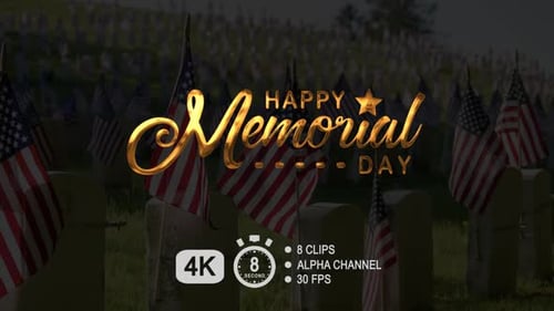Happy Memorial Day Text Animation