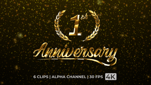 Golden 1st Anniversary Title Animation with Laurel Wreath