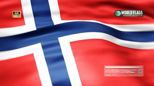 Realistic Norway Flag Waving Seamless Loop