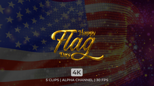 Shiny Gold Happy Flag Day Decorative Text Reveal