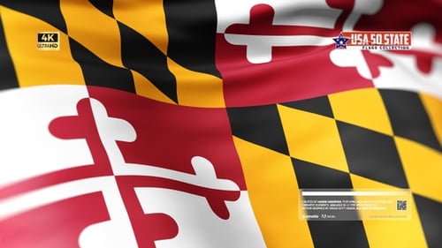 Realistic Maryland State Flag Waving