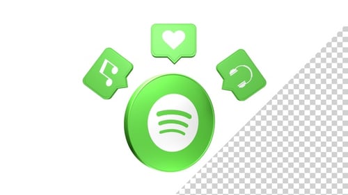 Animated 3D Spotify Logo with Floating Music Icons
