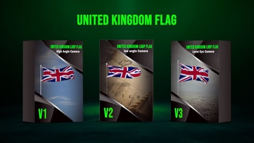 Looping United Kingdom Flag Animation on Alpha Channel with Three Camera Angles