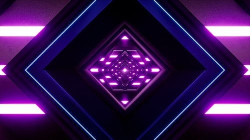 Structure métallique scintillante au néon