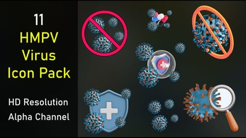 Animated 3D Virus Health and Medical Icons Pack