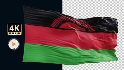 Malawi Flag 4K Loop Alpha
