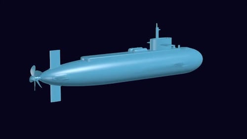 Modern 3D Submarine Model Rotating Animation