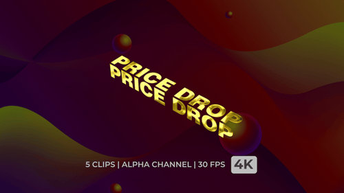 Dynamic 3D Price Drop Text Animations with Alpha Channel