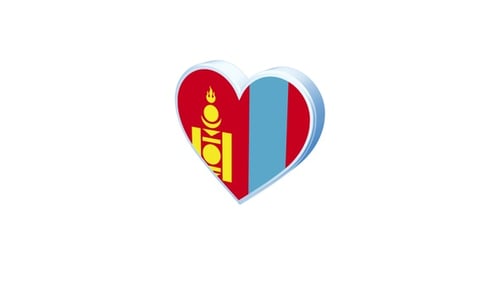 Looping 3D Heart with Mongolia Flag Animation