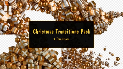 Golden Christmas Gifts and Ornaments Flow Transitions Pack with Alpha Channel