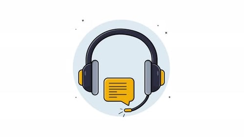 Animated Headset Icon with Speech Bubble for Online Support
