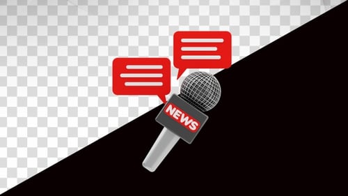 3D News Microphone Animation with Speech Bubbles