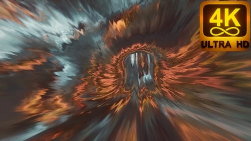 Abstrakter Hyperraum-Wurmlochtunnel durch Raum-Zeit-Wirbelschleifenhintergrund. 4K 3D-Rendering Sci-Fi