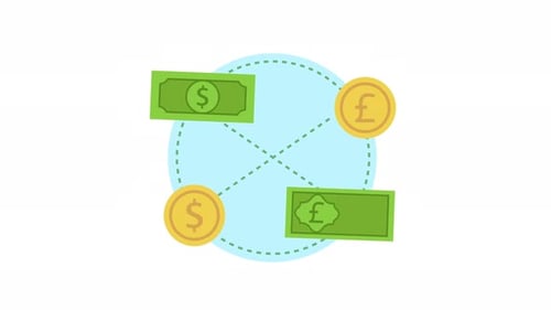 Money changer animation on transparent background