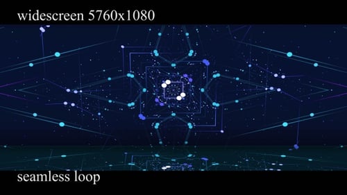 Widescreen Looping Background for a Scene with Particles and Reflection