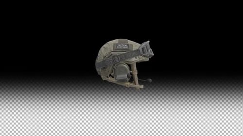 3D Combat helmet loop animation alpha channel