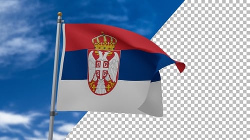 Serbia Flag Waving with Alpha Channel