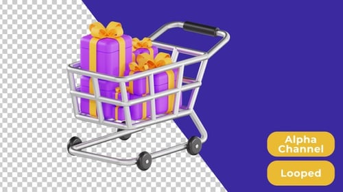 3D Animated Gift Shopping | Alpha Channel