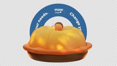 3D Animation Thanksgiving Pumpkin Pie with Acorn Transparent Loop