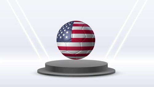 USA Flag Soccer Ball Spinning Display Animation