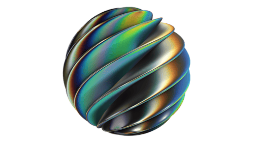Abstract Object Sphere Circle Twist Metal Steel Glossy Reflection Chrome Holographic Hologram Trance