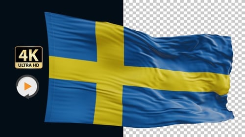 Realistic Waving Swedish Flag Animation