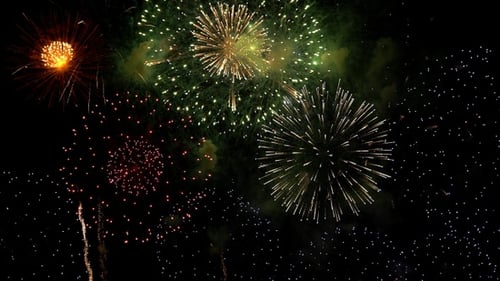 Brilliant Fireworks Explode in the Night Sky