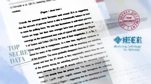 Top Secret Document Reveal with Glitch and Data Overlay