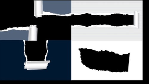 Übergangspaket „Zerrissenes Papier“ (4 Animationen) | Overlays aus zerrissenem Papier (Alpha)