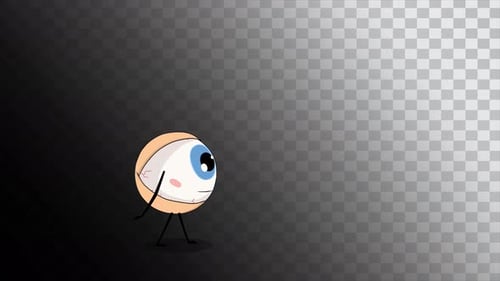 Animated Cartoon Eyeball Character Walking and Blinking Cycle