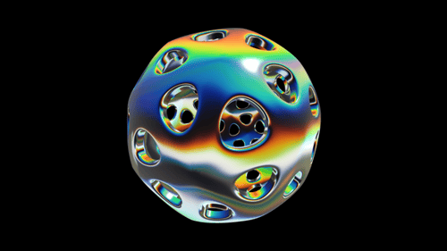 Abstract Object Sphere Circle Twist Metal Steel Glossy Reflection Chrome Holographic Hologram Trance