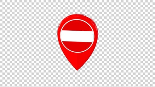 3D Animated Austria Flag Map Pin Location Icon