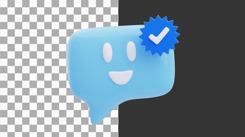 3D Animation of Speech Bubble with Check Mark | Alpha Channel