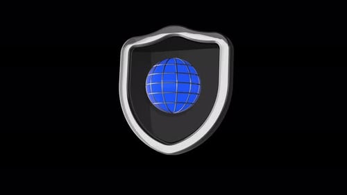 Web shield protection with internet globe icon on isolated background