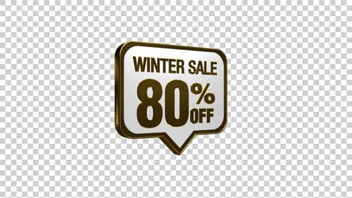 Animated Gold Winter Sale 80% Off Badge