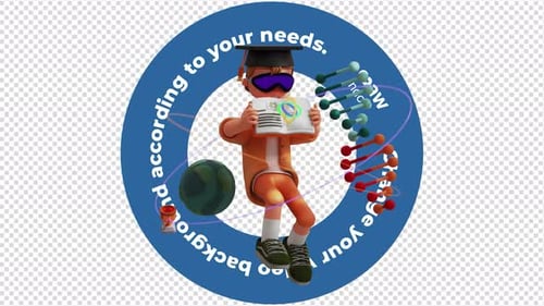 3D Animation Virtual Reality / Metaverse Education - Transparent Background Loop