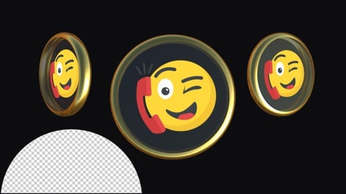 Winking Emoji Phone Call 3D Animated Icon