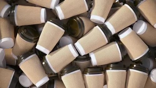 Falling Disposable Coffee Cups Animated Transition