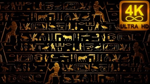 Pinturas murales psicodélicas del Antiguo Egipto Resplandecientes Símbolos antiguos Ankh 4k Vj Loop Alchemy Egyptian 3D