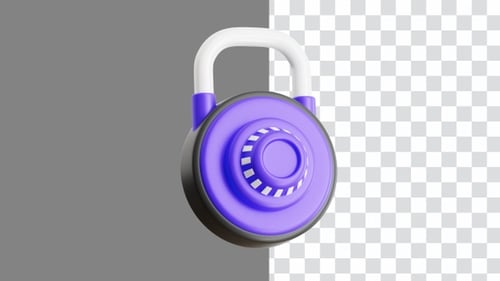 3D Animation of a Cyber Access Lock for Enhanced Security | Alpha Channel