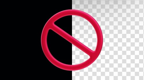 3D Animation of Red Prohibition Symbol Isolated