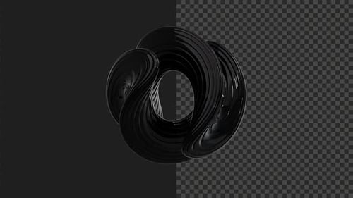 3D-Videoanimation, schwarz glänzend, abstrakt, wirbelnd