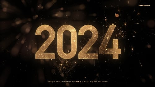 Golden Sparkling Particles New Year Countdown and 2024 Reveal