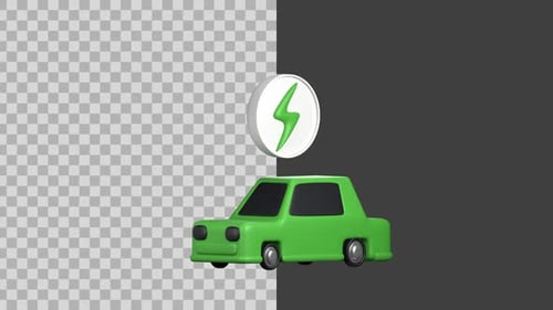3D Animated Electric Car Charging Icon Animation